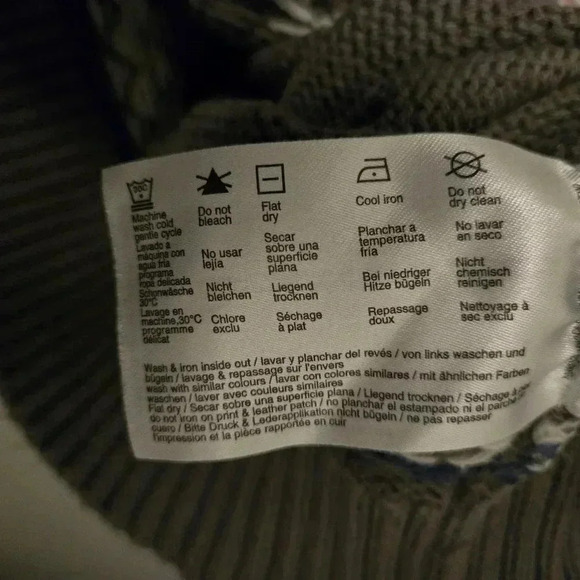 Vintage Esprit V-neck Sweater Grey Blue Retro Winter Lagenlook Cotton Size M - Picture 7 of 8